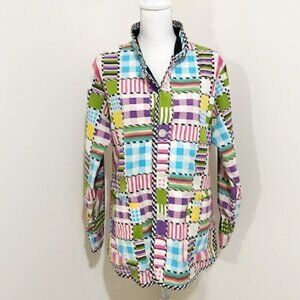 Koos of Course! Reversible Blazer Black Linen / Colorful Patchwork Jacket